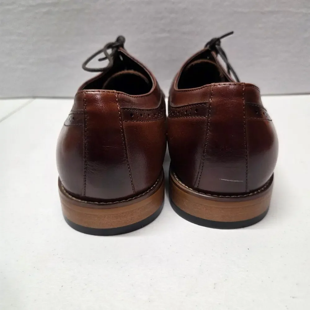 Stacy Adams Dickinson Cap Toe Oxford Cognac Leather Dress Shoes Mens 15M NWOT